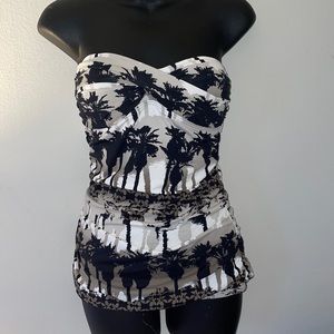Small Tommy Bahama strapless palm tree tankini top